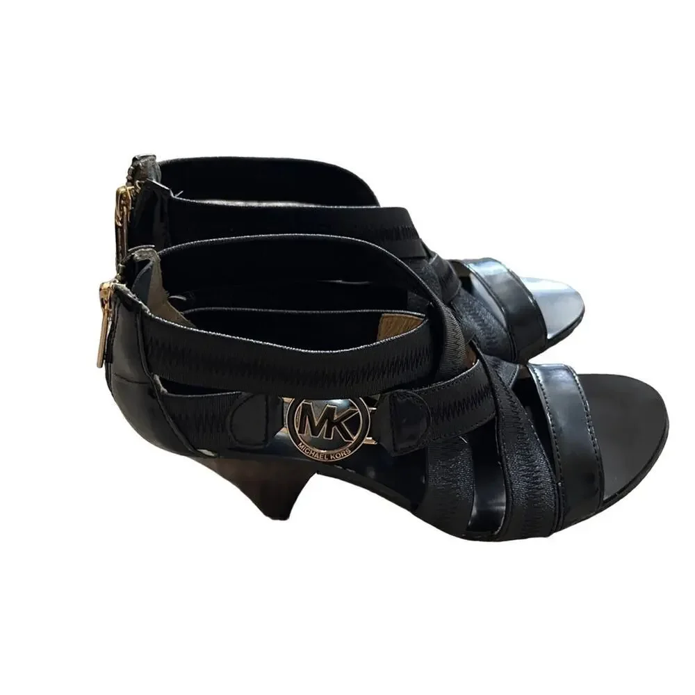 Michael Kors Robertson Black Strappy Sandals Heels Size 6